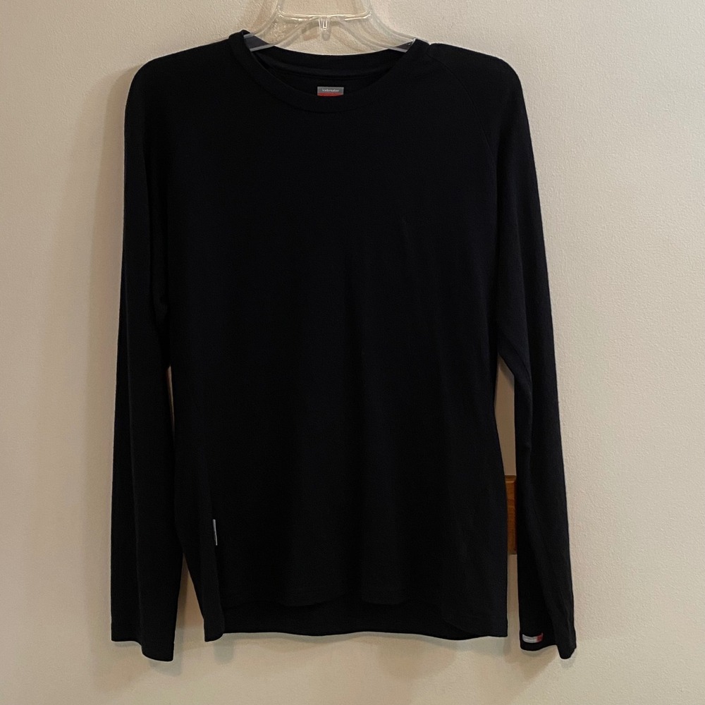 Icebreaker Bodyfit 260 Mens M Black Merino Wool Long Sleeve Base Layer Shirt